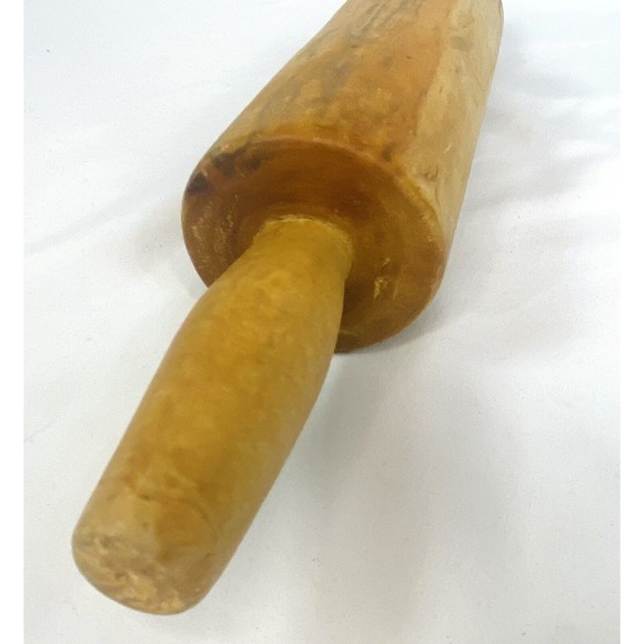 Primitive Vintage Rolling Pin One Piece Hand Made Farmhouse 16” Solid One Piece - Picture 4 of 6